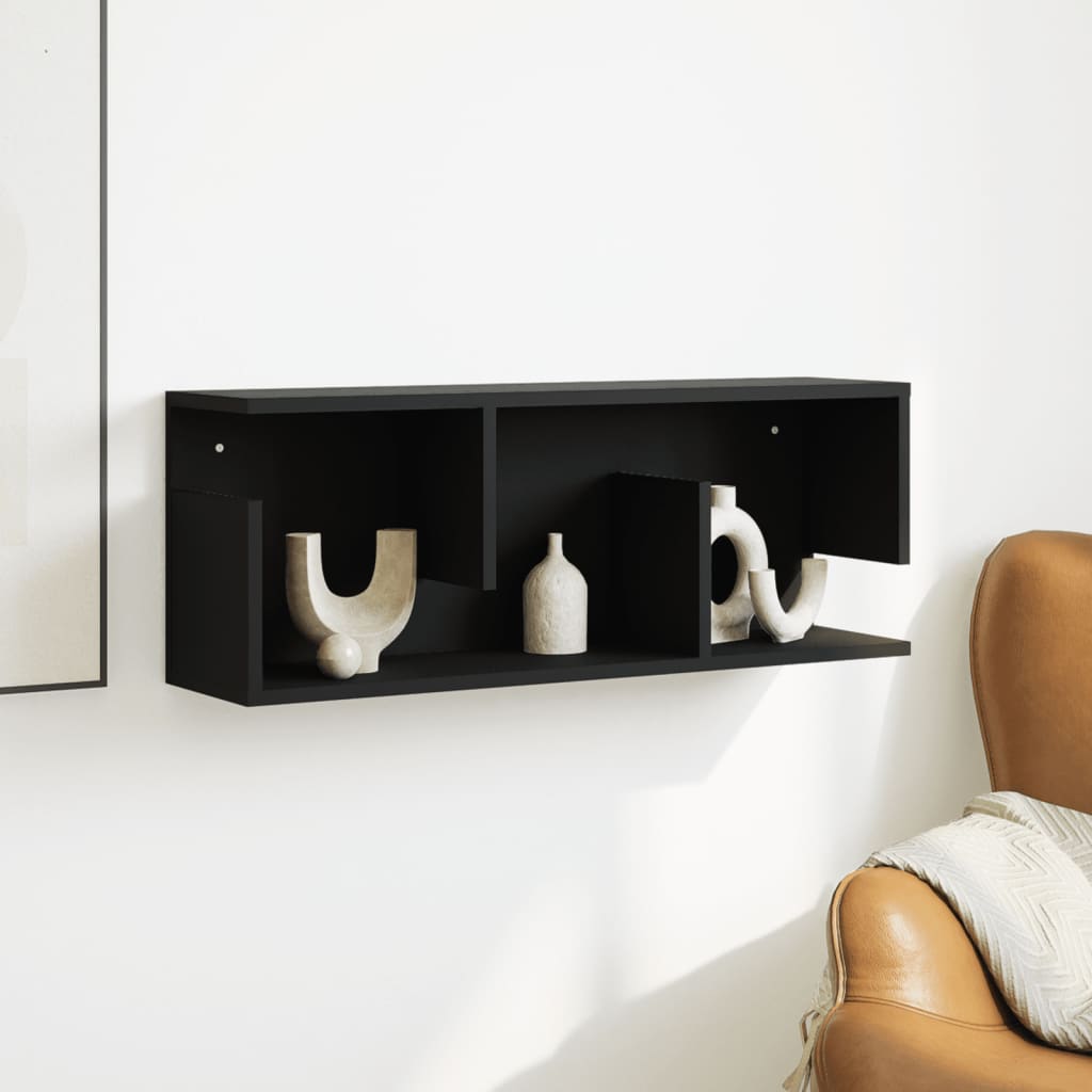 Wall Cabinet 80x20x30 cm Black Wood Material