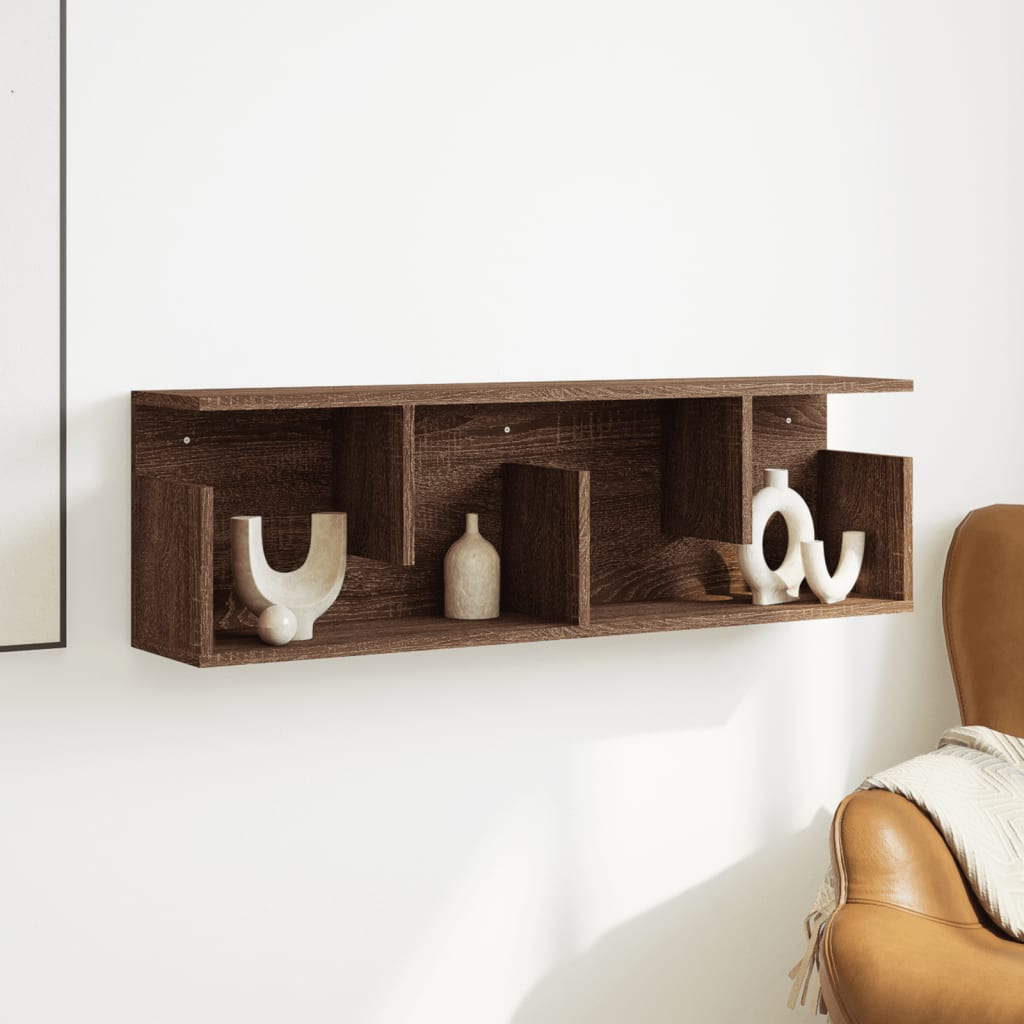 Wall Cabinet 100x20x30 cm Brown Oak Look Wood Material