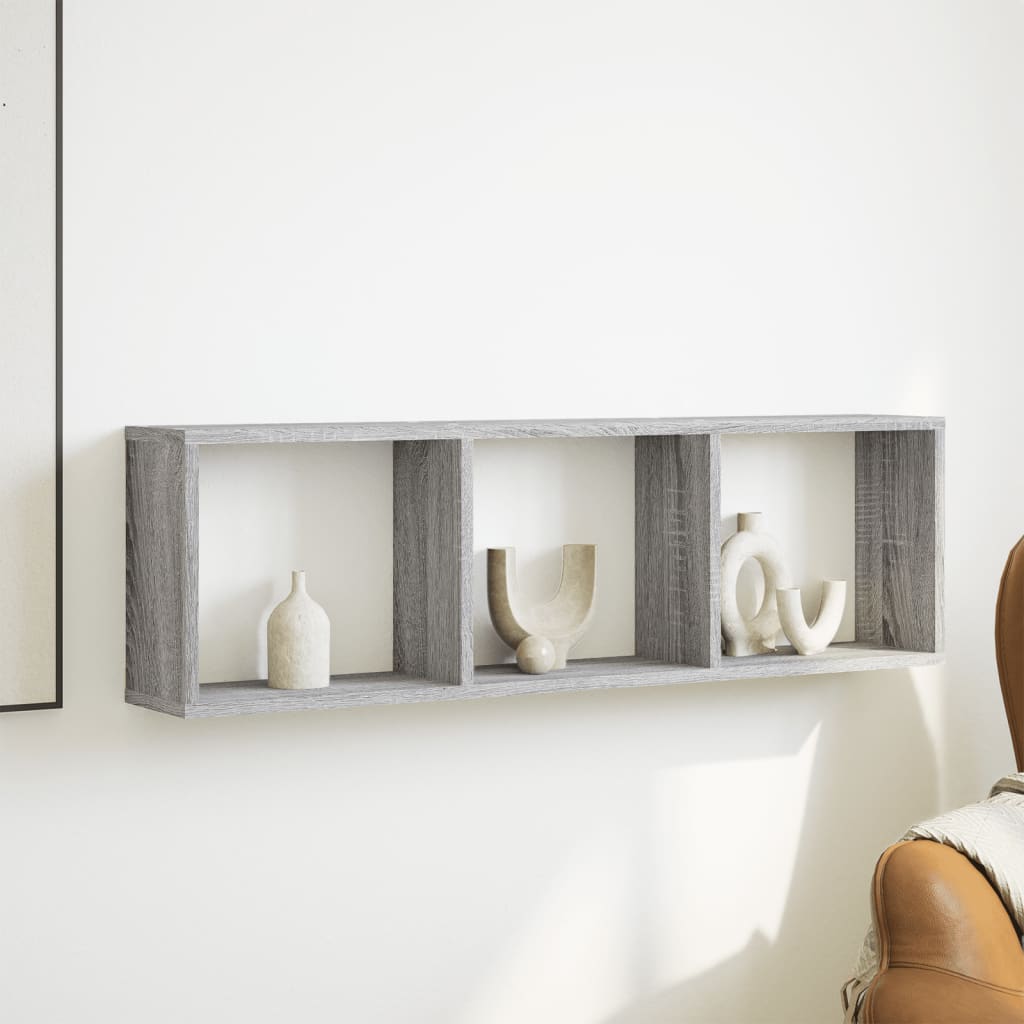 Wall Cabinet 100x16x30 cm Grey Sonoma Wood Material