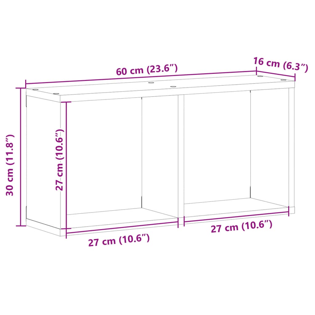 Wall Cabinet 60x16x30 cm Grey Sonoma Wood Material