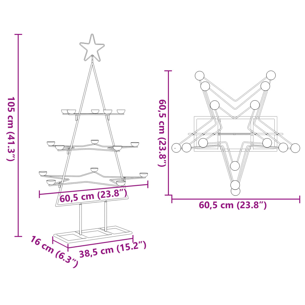 Metal Christmas tree for decorating Black 105 cm