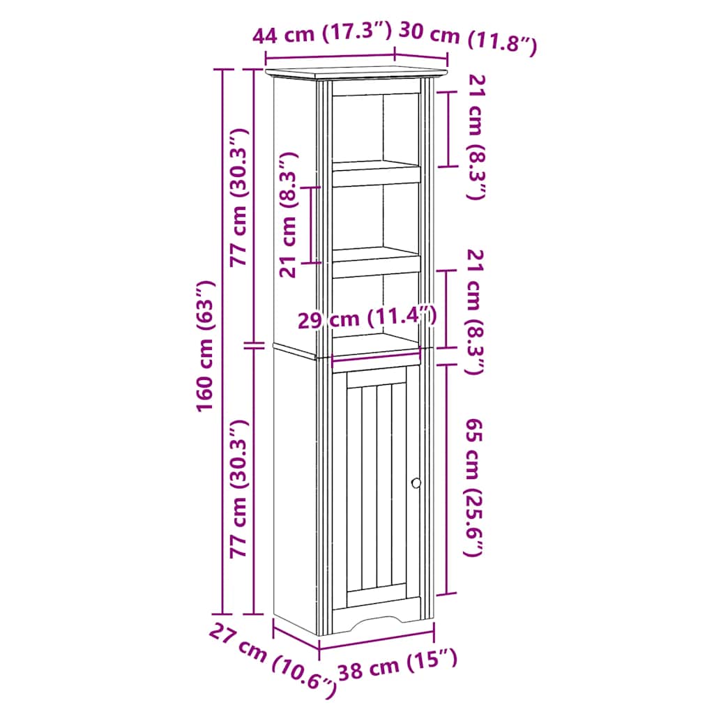 Bathroom cabinet BODO gray 44x30x160 cm