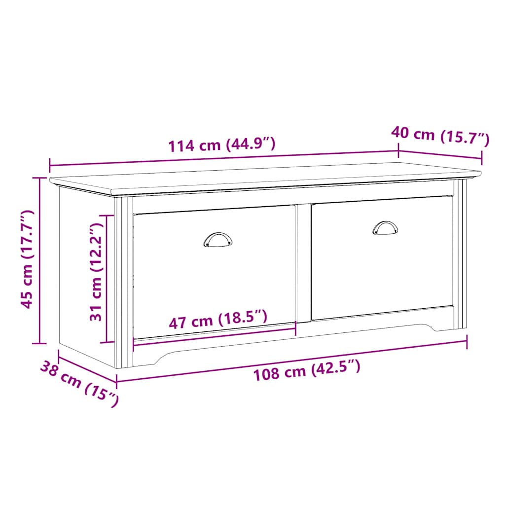 Hallway bench BODO white and brown 114x40x45 cm