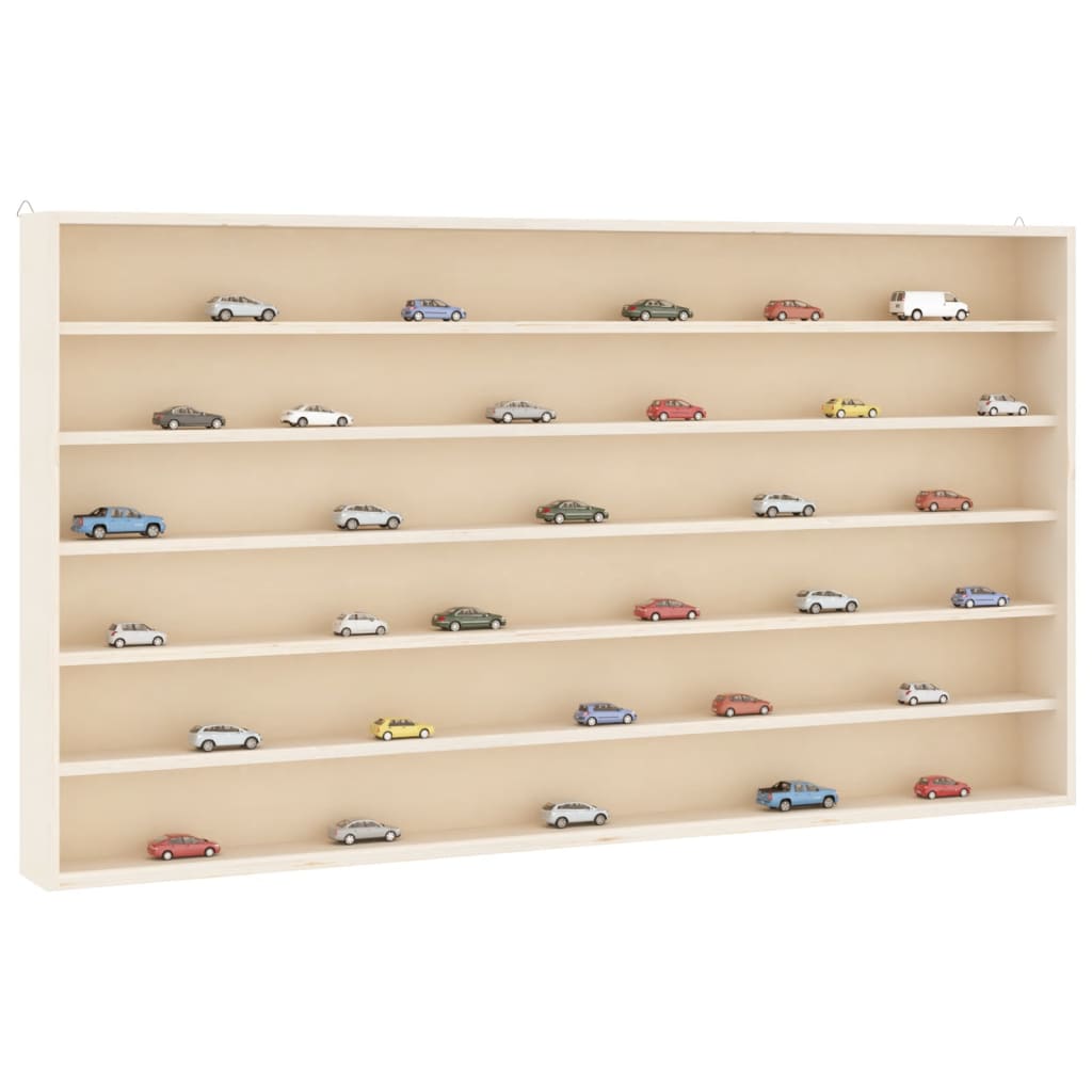 Wooden collector's display case with 6 shelves 100x8.5x55 cm
