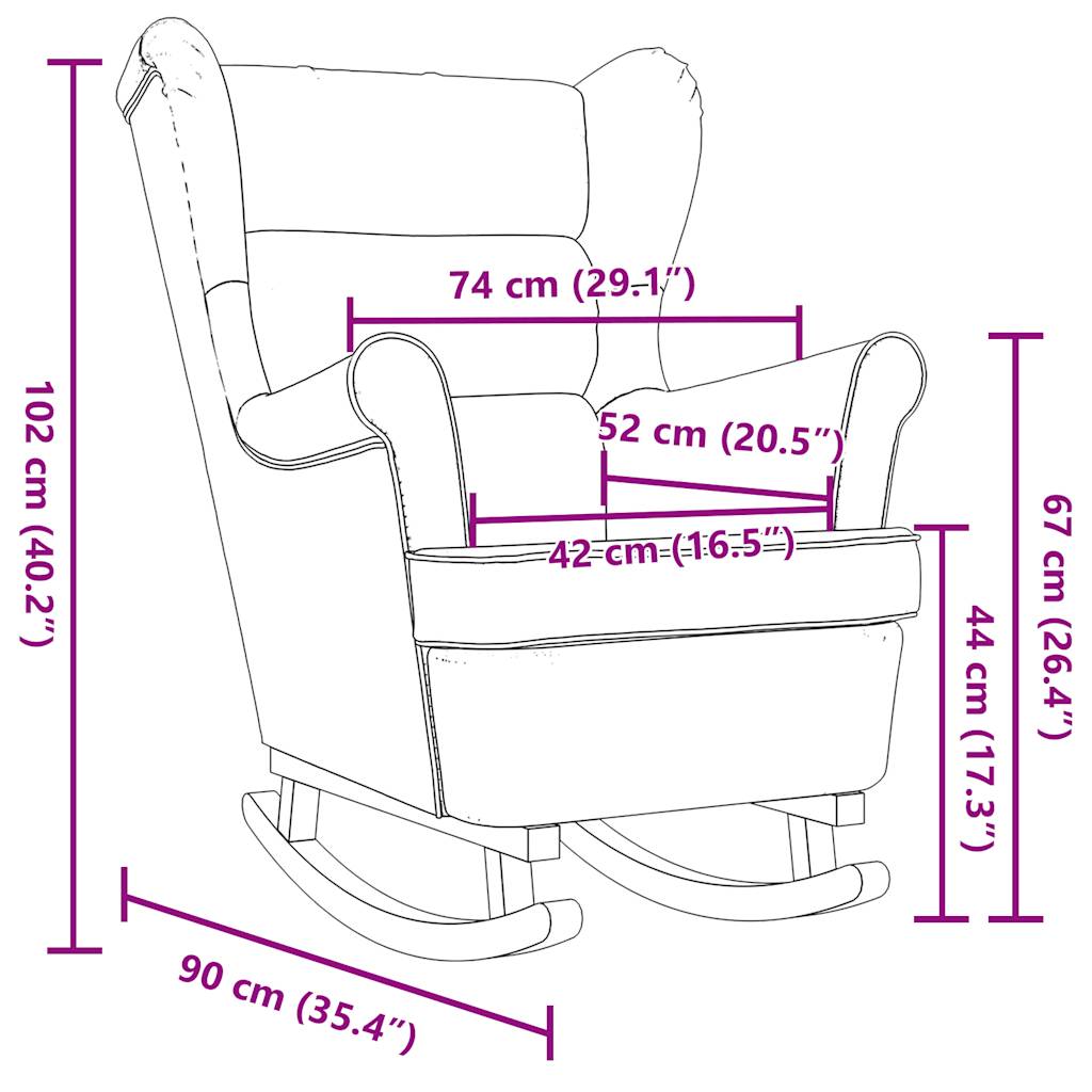 Rocking Chair Dark Grey 74x90x102 cm Fabric
