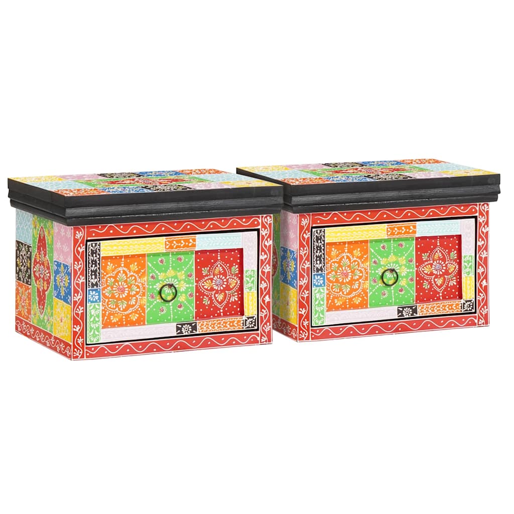 Nachttisch 2 pcs Mehrfarbig 40 x 30 x 28 cm Massivholz Mango