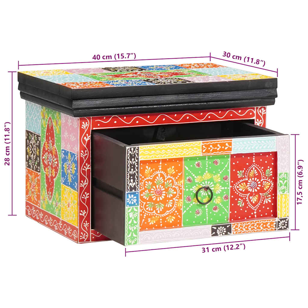 Nachttisch 2 pcs Mehrfarbig 40 x 30 x 28 cm Massivholz Mango