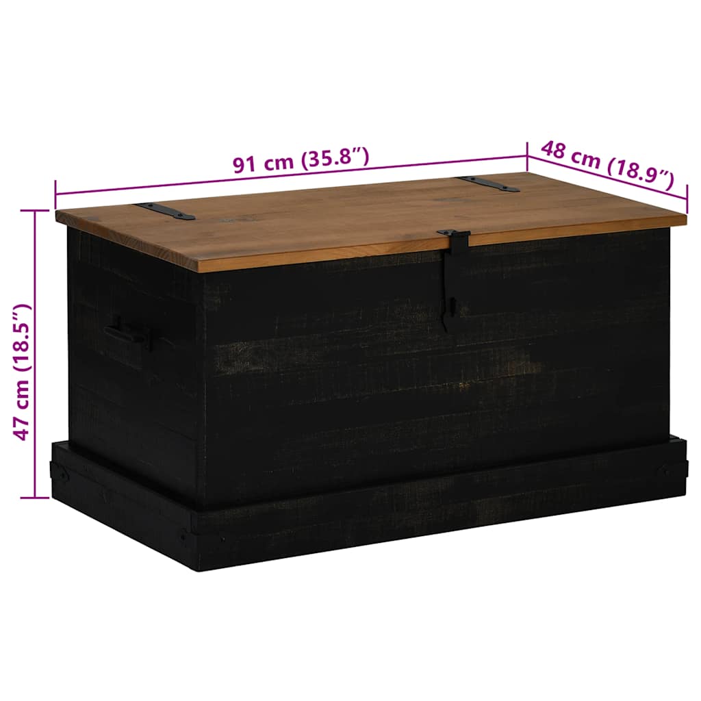 Chest HALDEN Black 91x48x47 cm Solid Pine