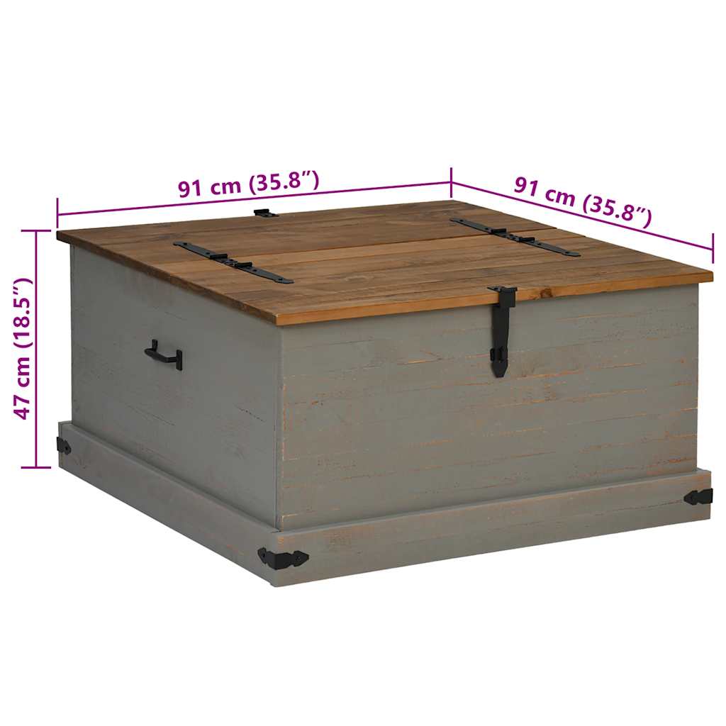 Chest HALDEN Grey 91x91x47 cm Solid Pine