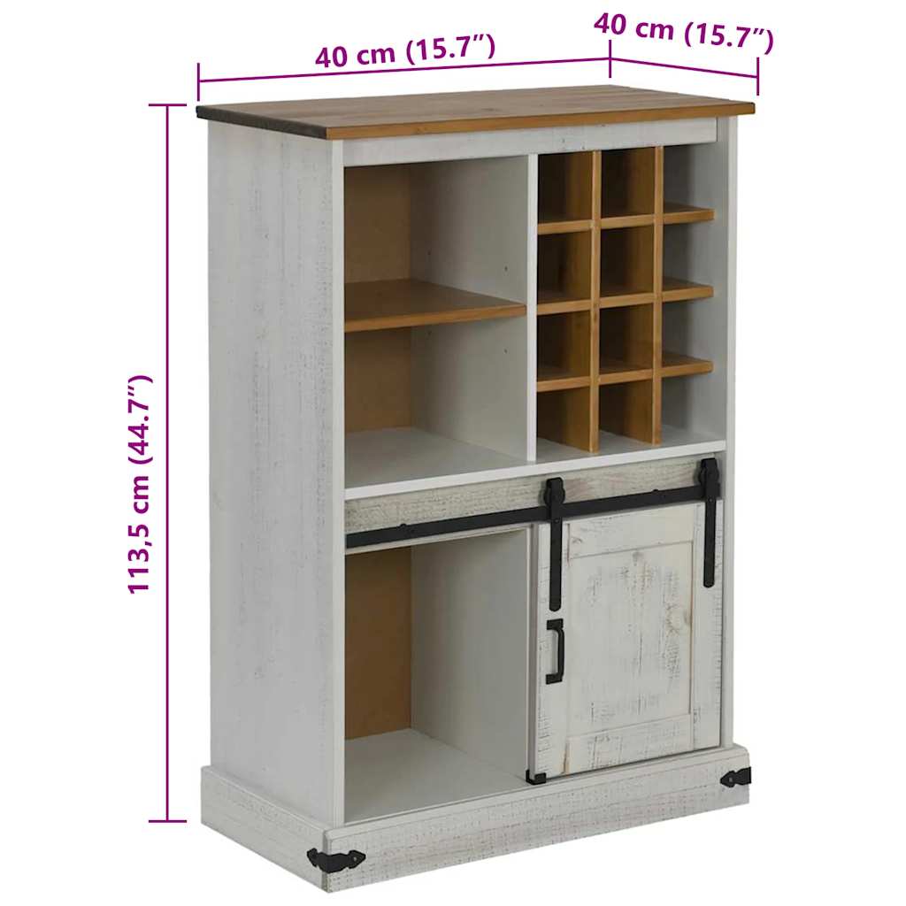 Weinschrank HALDEN mit Weinregalen und Schiebetür Weiß Kiefer