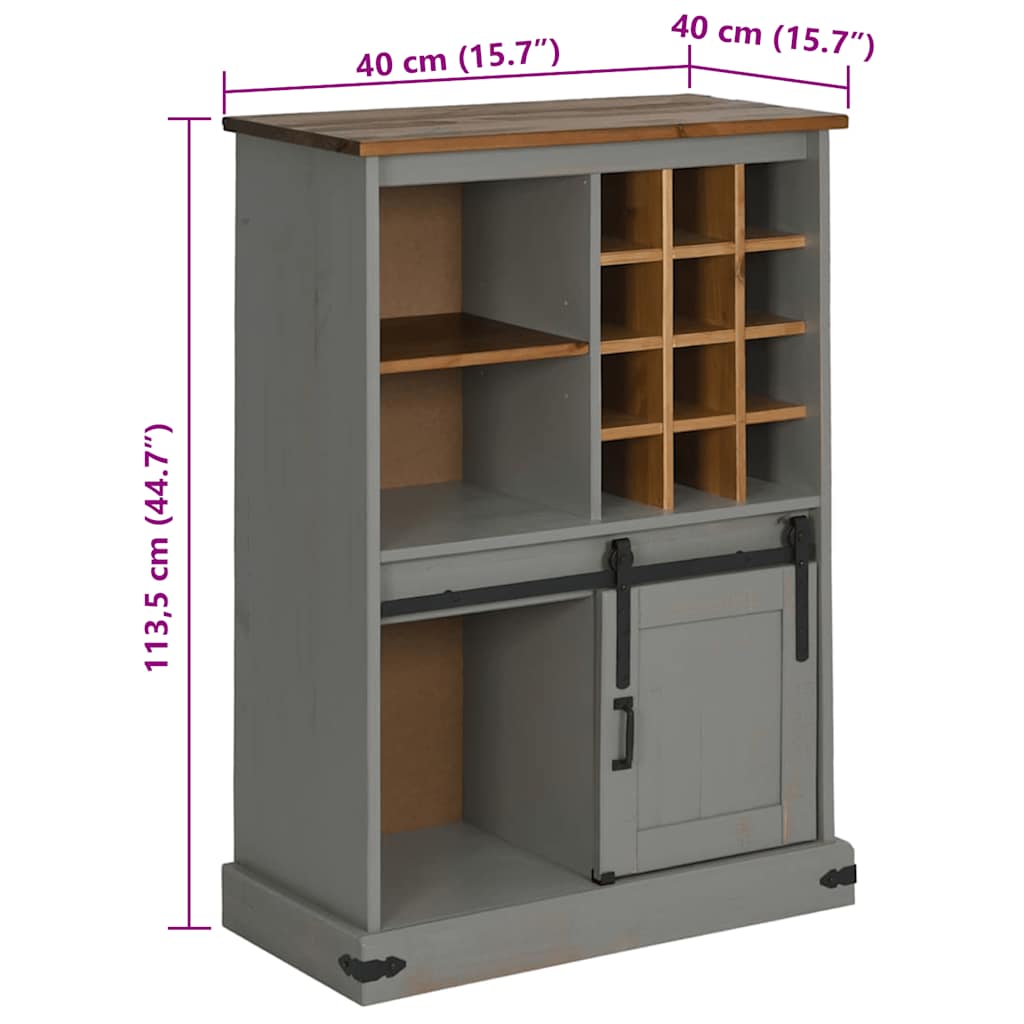 Weinschrank HALDEN mit Weinregalen und Schiebetür Grau Kiefer