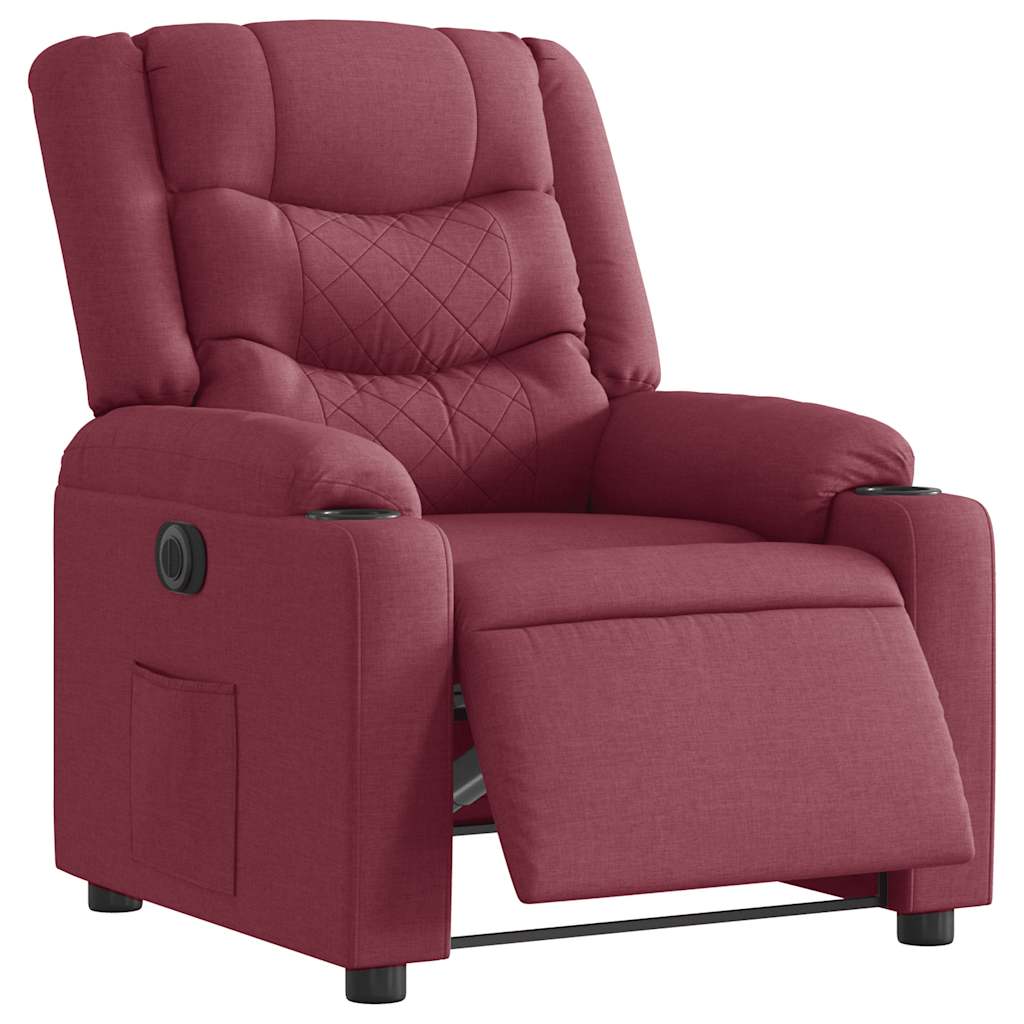 Electric recliner chair wine red fabric