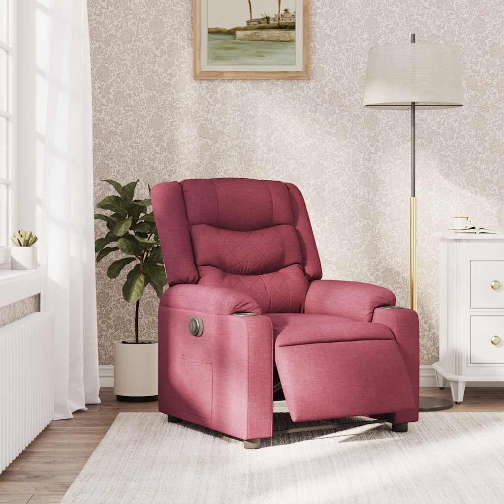 Electric recliner chair wine red fabric