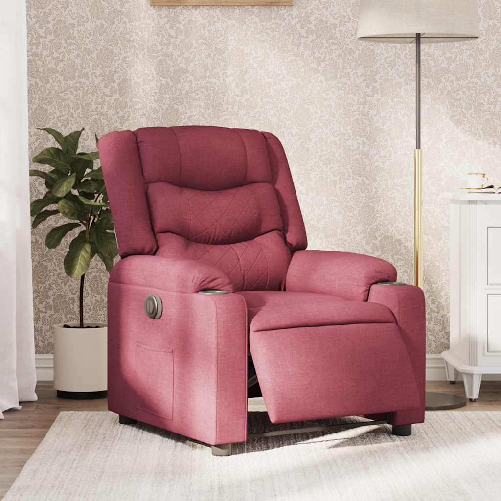 Electric recliner chair wine red fabric