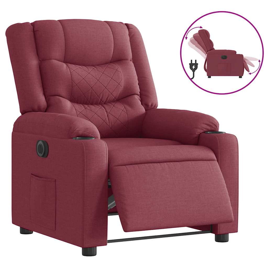 Electric recliner chair wine red fabric