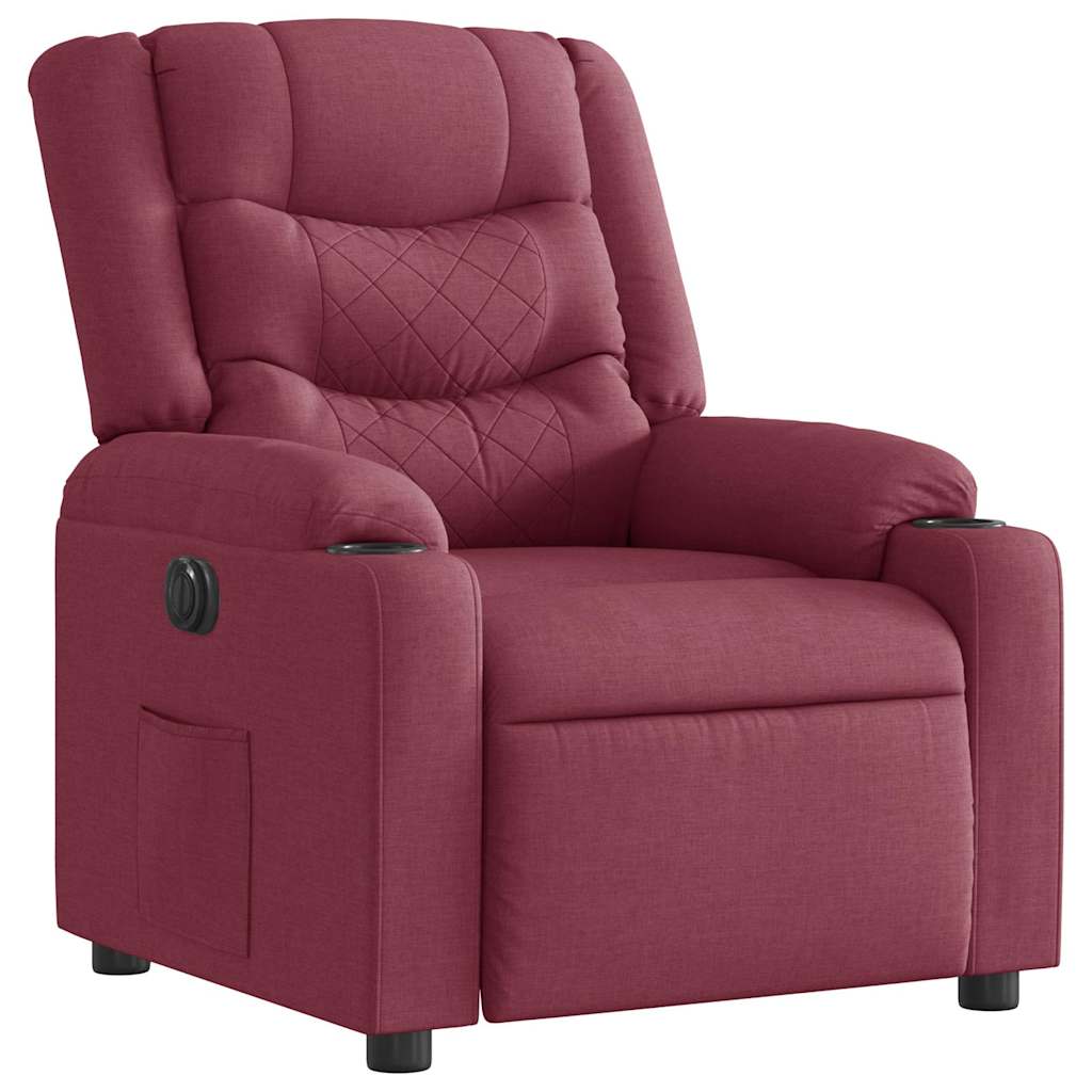 Electric recliner chair wine red fabric