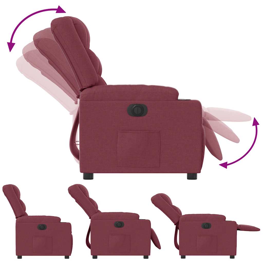Electric recliner chair wine red fabric
