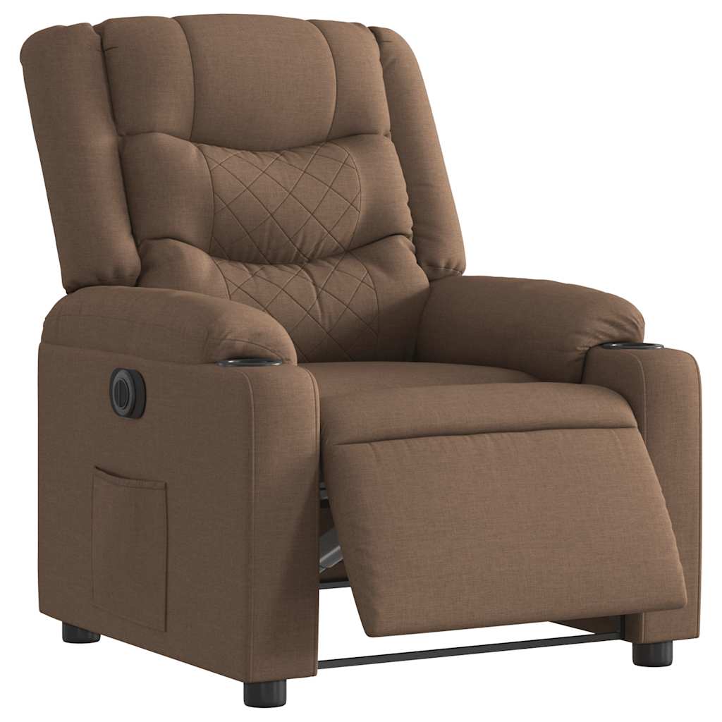 Electric recliner chair brown fabric