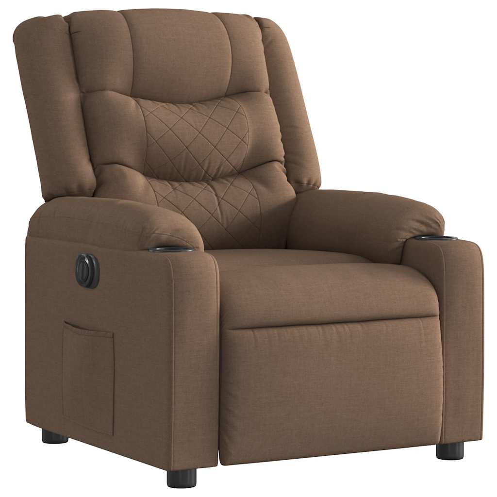 Electric recliner chair brown fabric