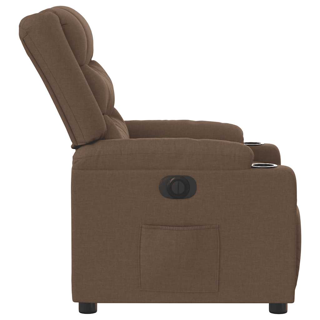 Electric recliner chair brown fabric