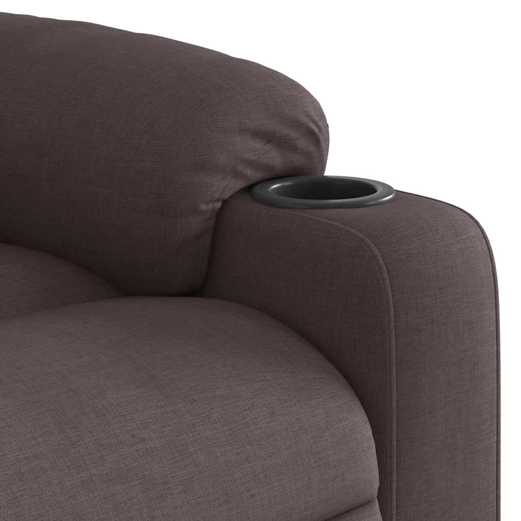 Electric recliner chair in dark brown fabric