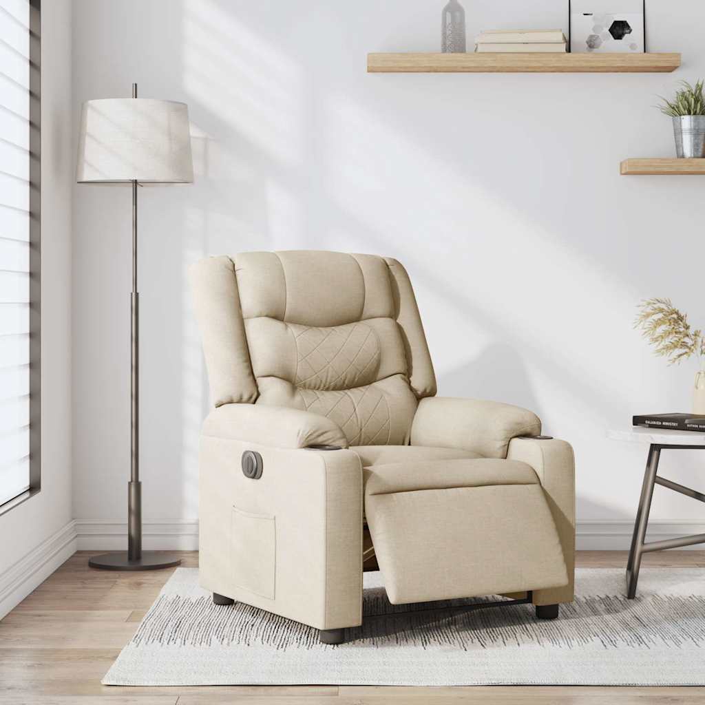 Electric recliner chair cream fabric
