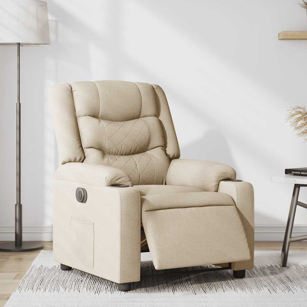 Electric recliner chair cream fabric