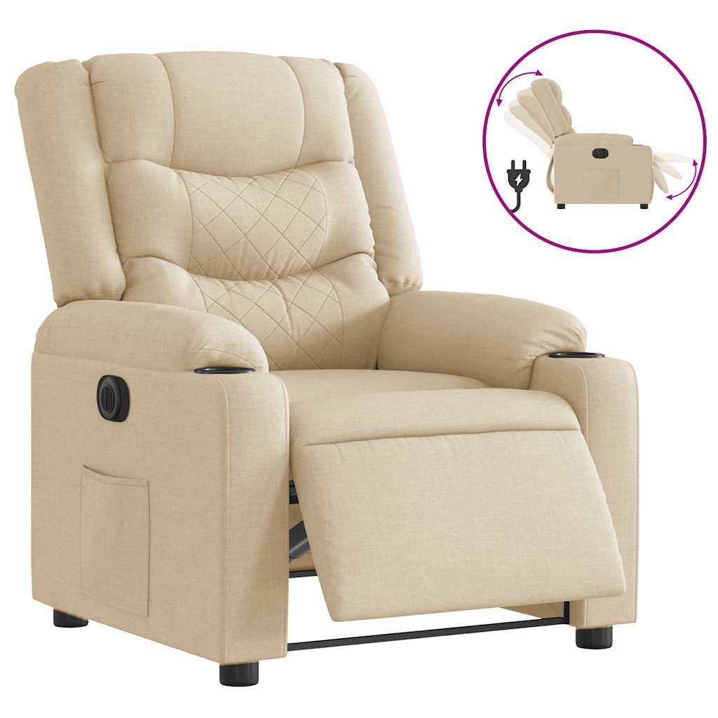 Electric recliner chair cream fabric