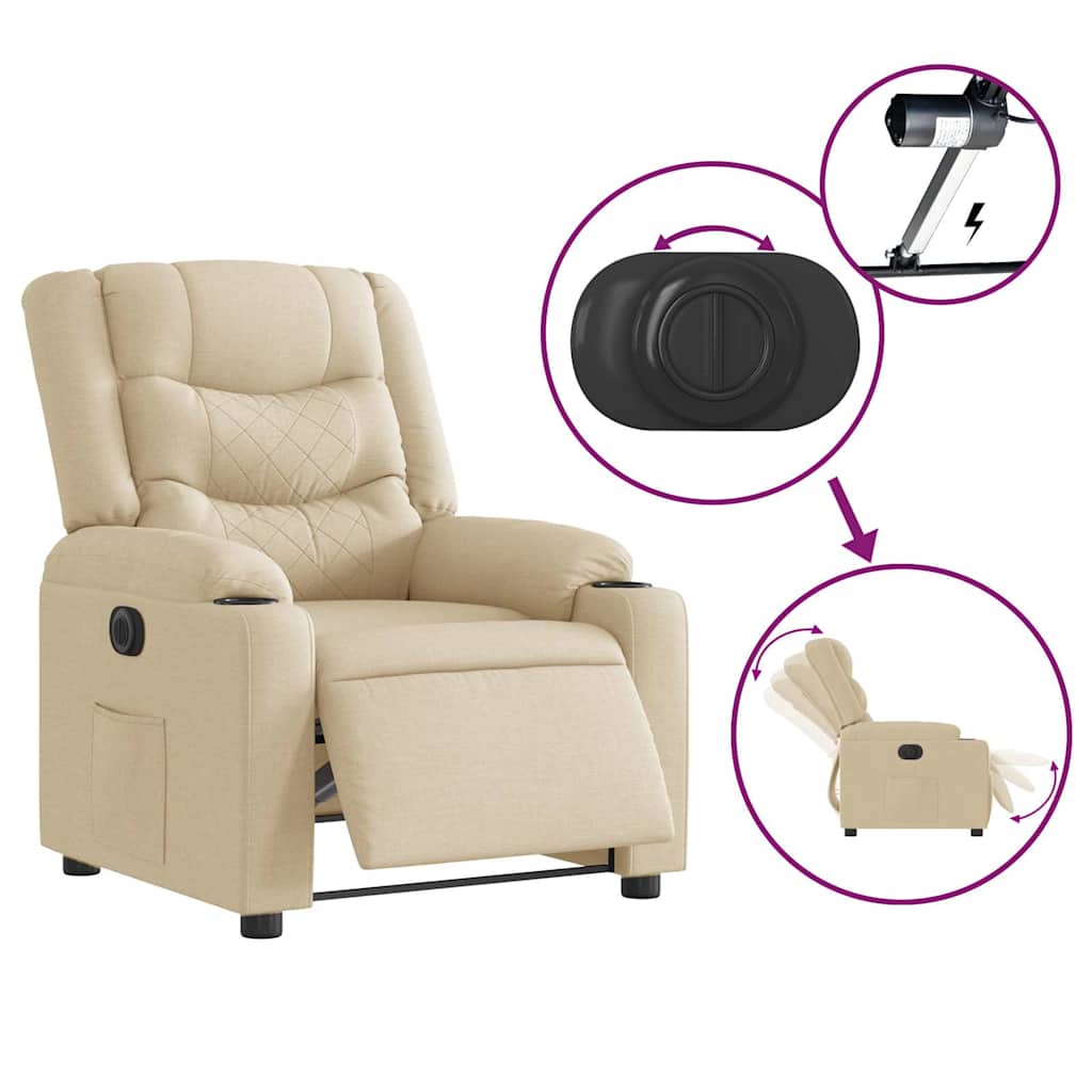 Electric recliner chair cream fabric