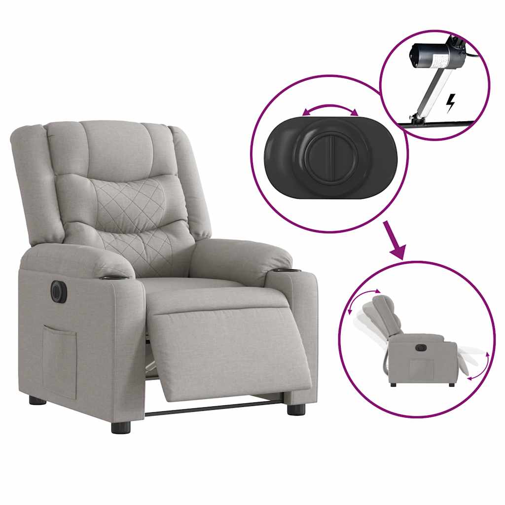 Electric recliner chair cloud grey fabric