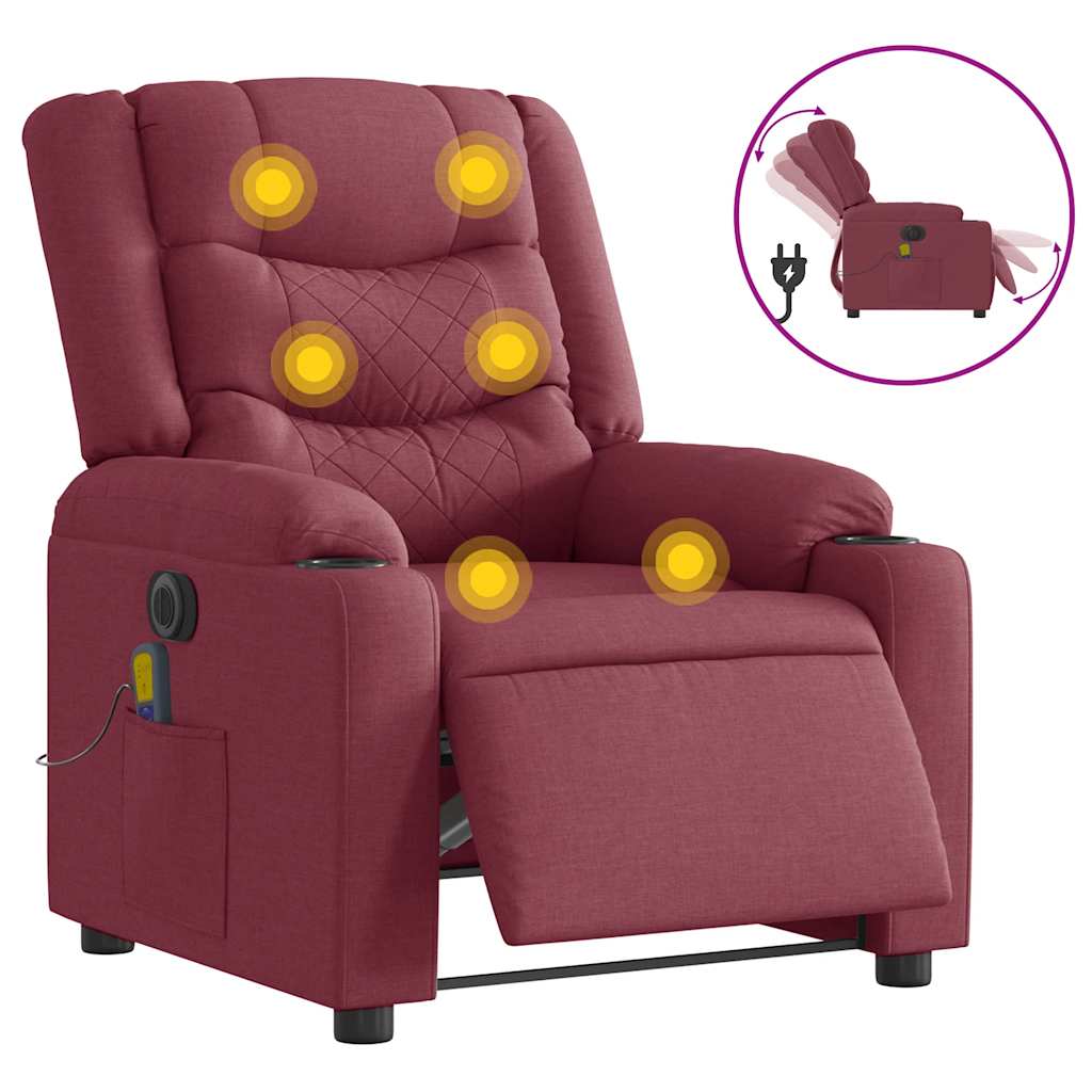 Electric massage chair wine red fabric