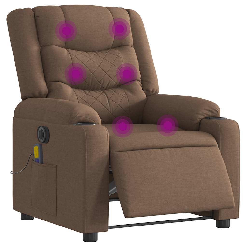 Electric Massage Chair Brown Fabric