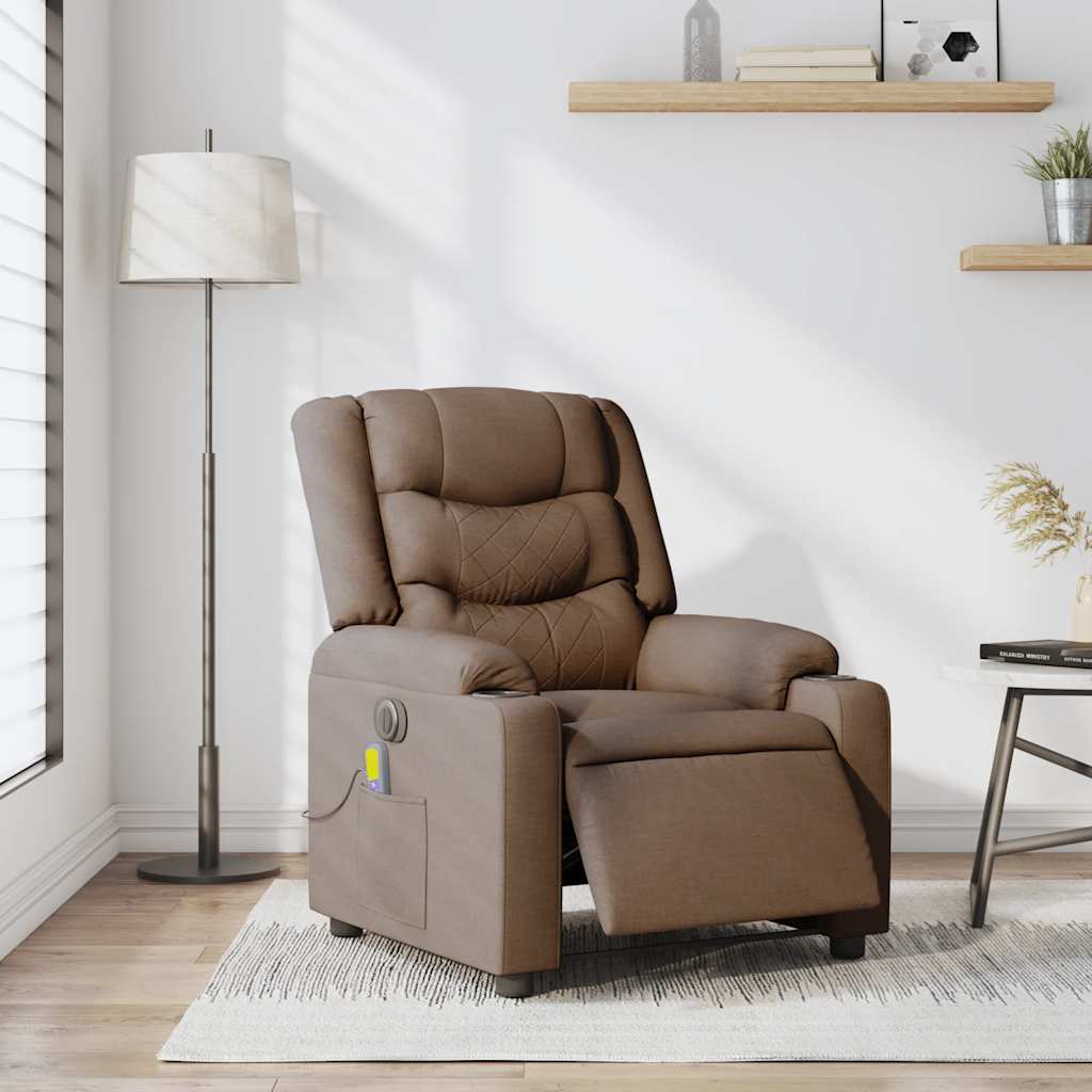 Electric Massage Chair Brown Fabric