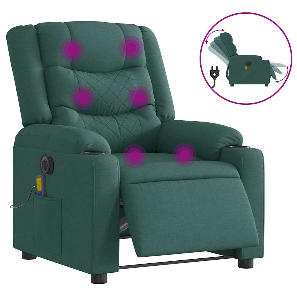 Electric Massage Chair Dark Green Fabric