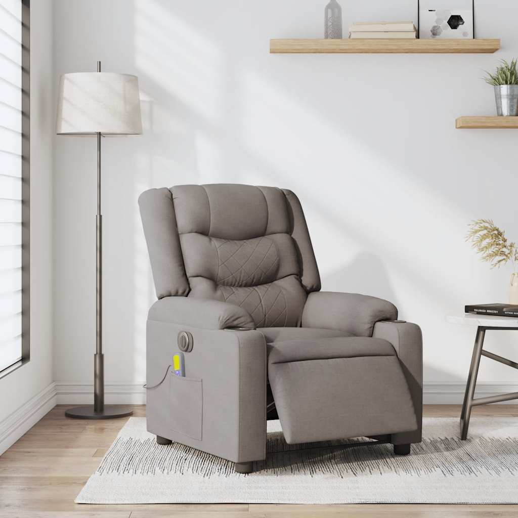 Electric massage chair in taupe fabric