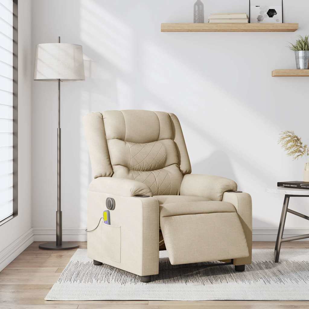 Electric Massage Chair Cream Fabric