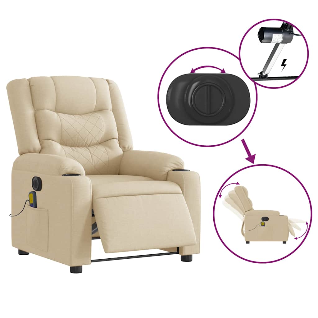 Electric Massage Chair Cream Fabric
