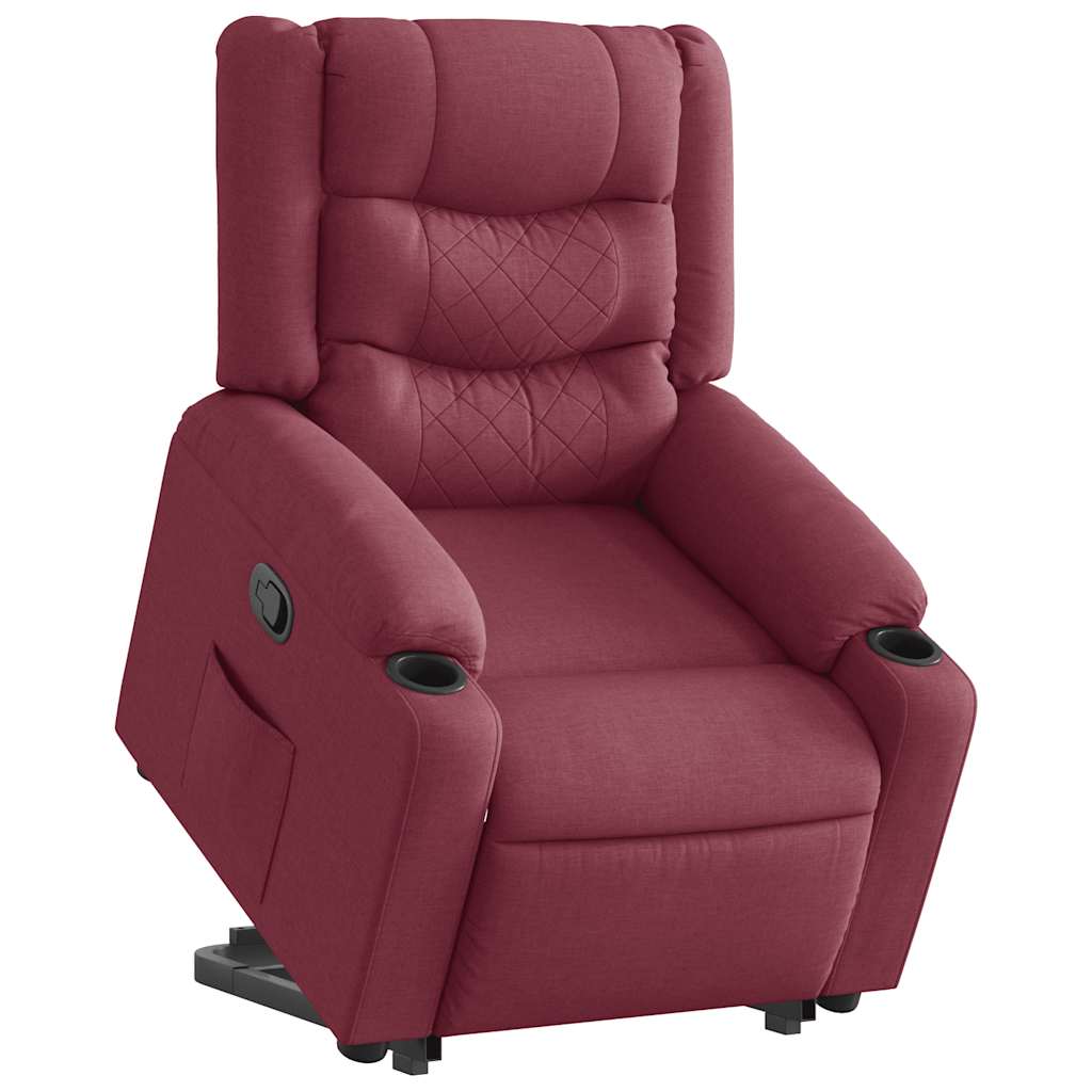 Relaxing chair with stand-up aid wine red fabric