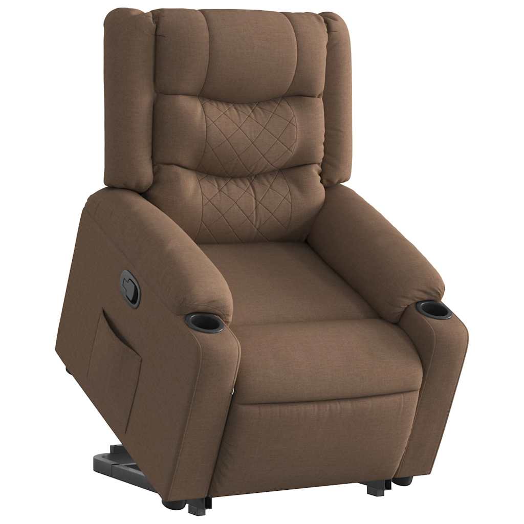 Recliner chair with stand-up aid brown fabric
