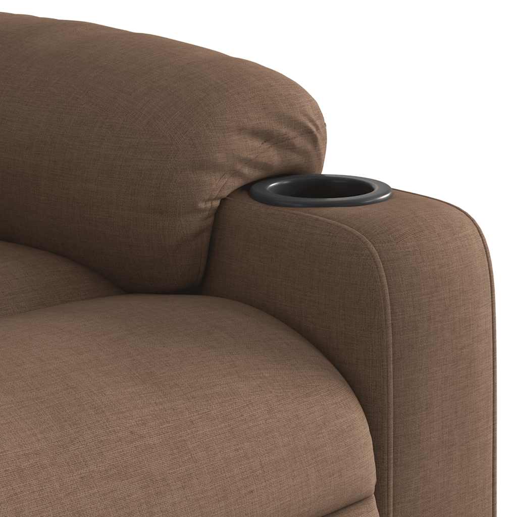 Recliner chair with stand-up aid brown fabric