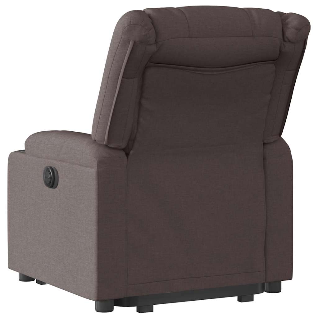 Relaxing chair with stand-up aid dark brown fabric