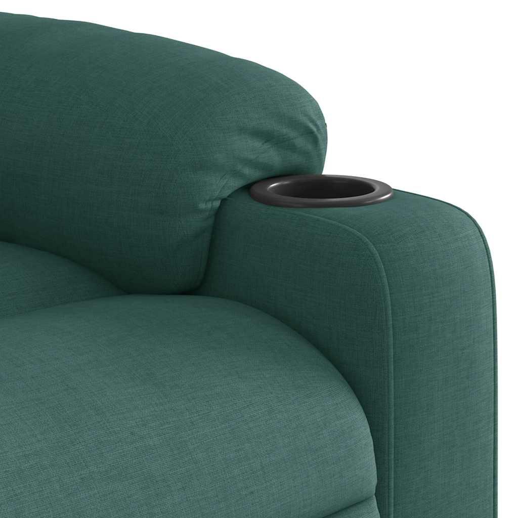 Relaxing chair with stand-up aid dark green fabric