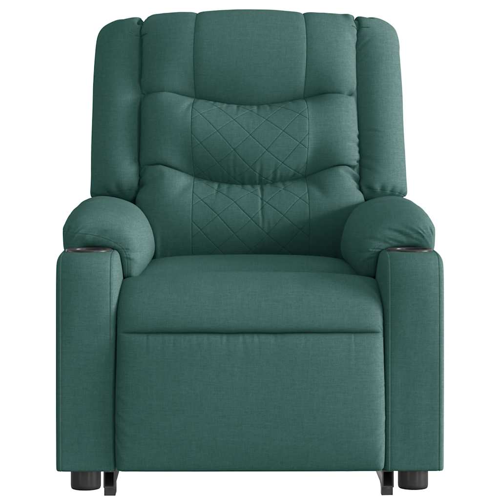 Relaxing chair with stand-up aid dark green fabric