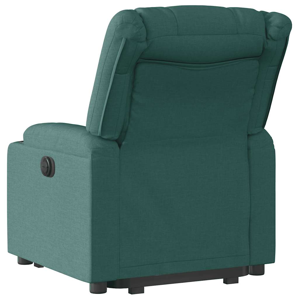 Relaxing chair with stand-up aid dark green fabric