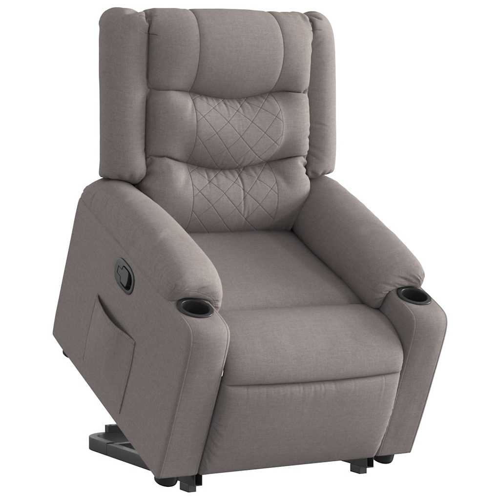 Relaxing chair with stand-up aid taupe fabric