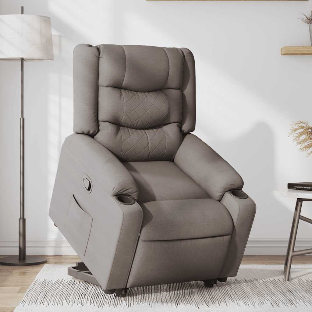 Relaxing chair with stand-up aid taupe fabric