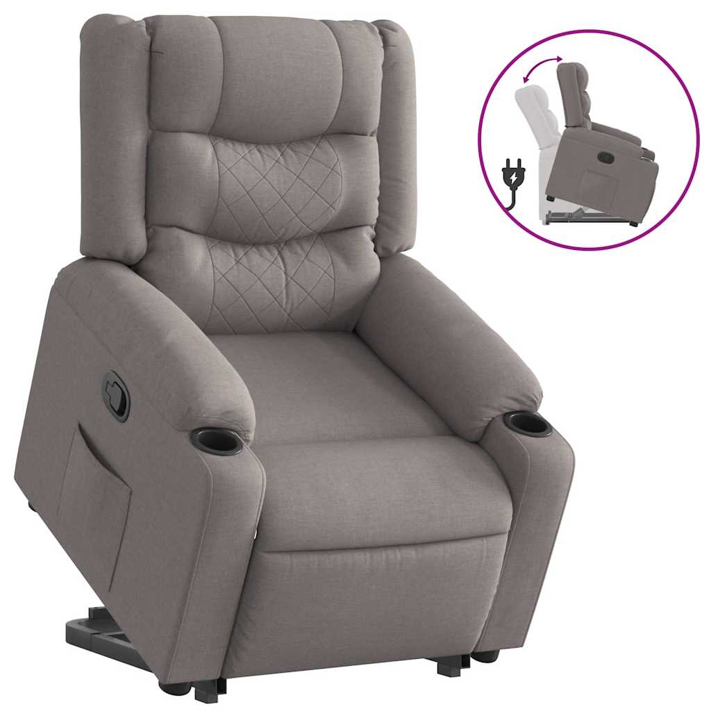 Relaxing chair with stand-up aid taupe fabric