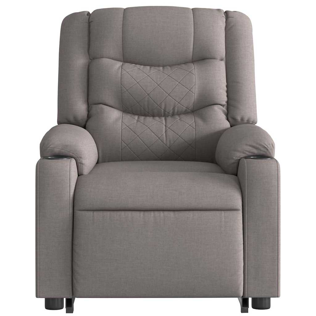 Relaxing chair with stand-up aid taupe fabric