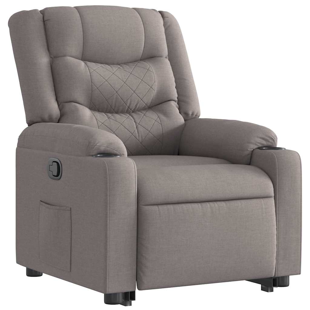 Relaxing chair with stand-up aid taupe fabric