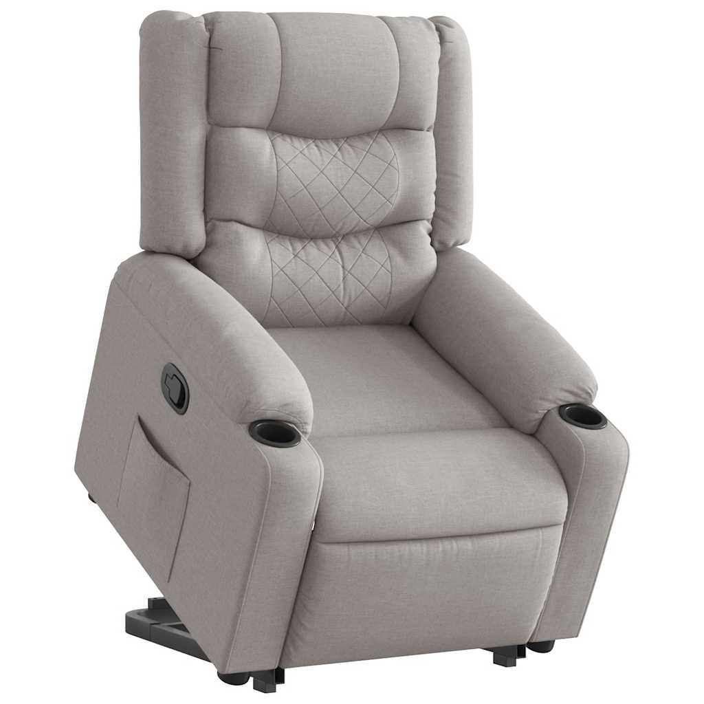 Relaxing chair with stand-up aid cloud grey fabric
